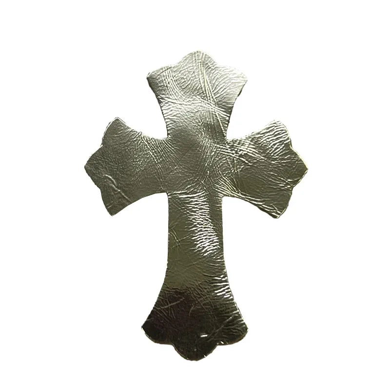 4.5*6.5cm Sheepskin Leather Patch With Cross Shaped Leather Label Genuine Leather DIY With Multiple Colors-106-182
