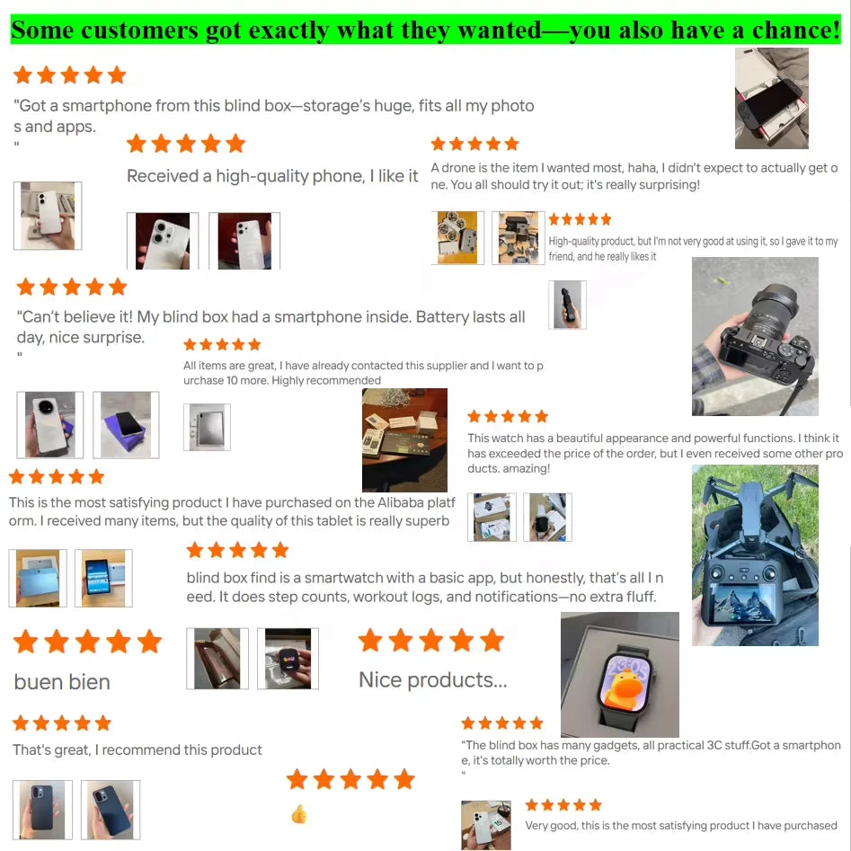 Lucky Electronics Mystery Box High Quality 3C Product 100% Surprise New Christmas Gift Watch Earphone Smartphone Tablet Laptop