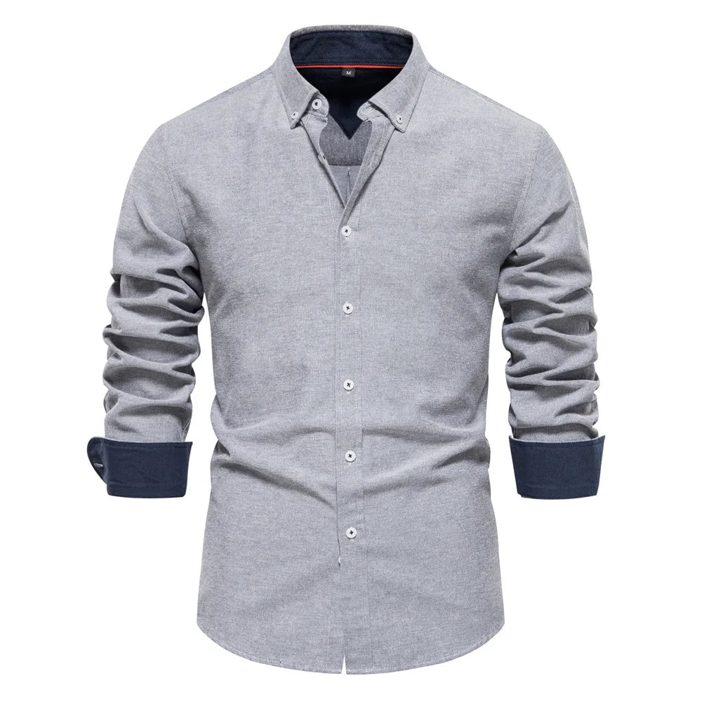 OEM Autumn Clearance Sale Men's Oversize Casual Blouse Long Sleeves Yarn-Dyed Shirts Breathable Shirt