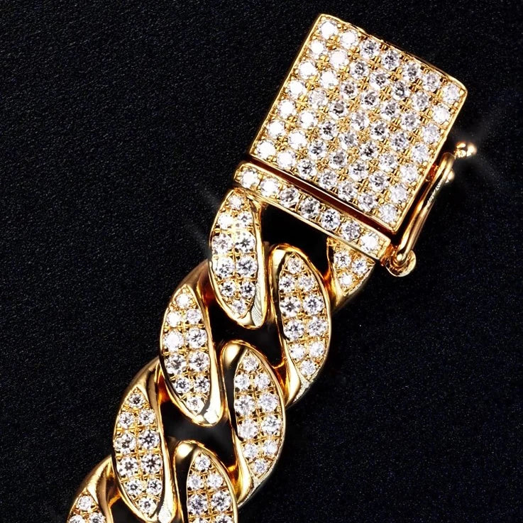 Custom Private Label 925 Sterling Silver Full Iced Moissanite Miami Cuban Bracelet Custom Spec Designer Hip Hop Jewelry