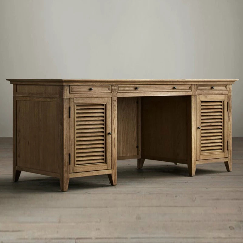 American Country Vintage Oak Computer Desk Solid Wood Home Children Study Table Drawer Storage Customizable Computer Desks