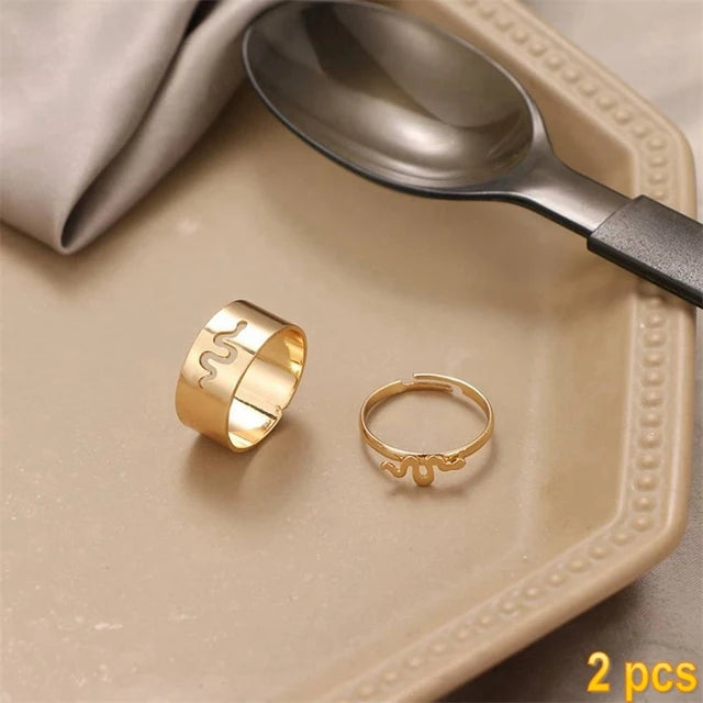 Trendy Gold Butterfly Rings for Women Men Lover Couple Rings Set Friendship Engagement Wedding Open Rings N2203181