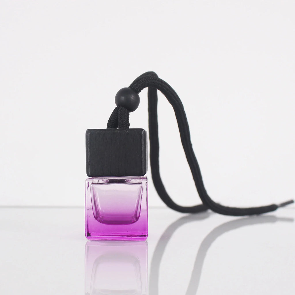 6ml New Arrival Car Hanging Glass Emtpy Bottle With Square Black Wooden Cap Car Air Freshener Diffuser Perfume Bottle