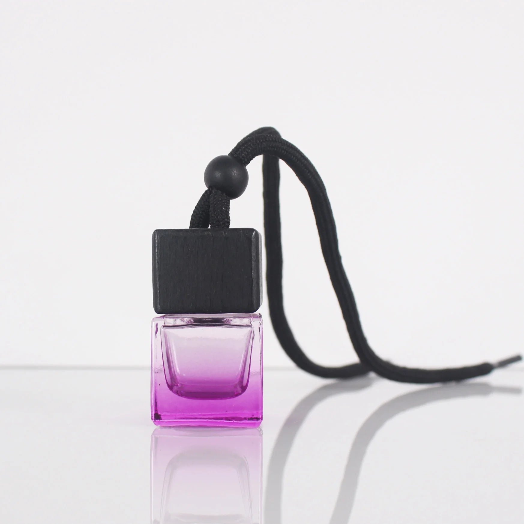 6ml New Arrival Car Hanging Glass Emtpy Bottle With Square Black Wooden Cap Car Air Freshener Diffuser Perfume Bottle