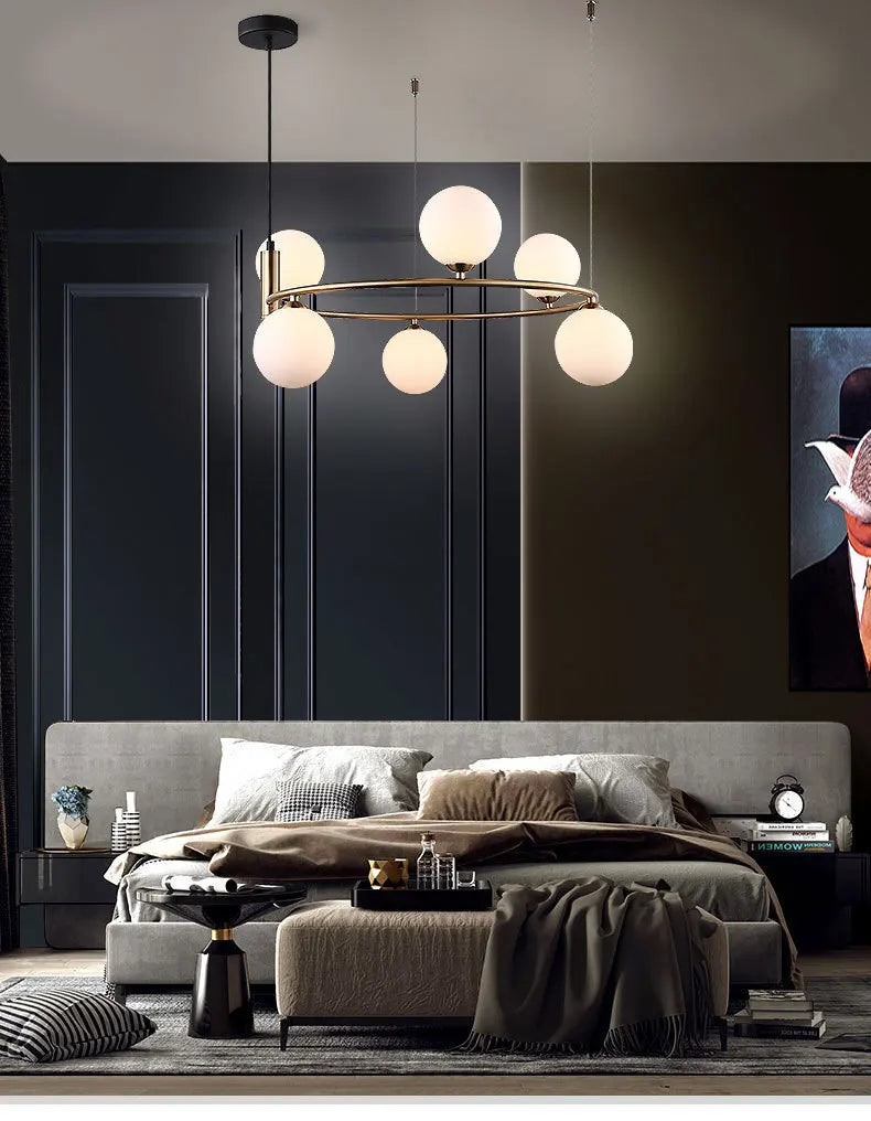 Nordic Creative Magic Bean Living Room Lamp Ring Molecular Lamp Restaurant Lamp Postmodern Simple Study Bedroom Chandelier
