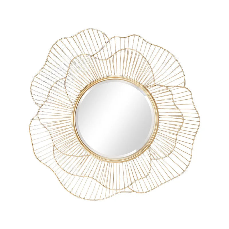76X72CM  Large Metal Flower Art New Wall Bedroom Makeup Mirrors Bathroom Home Decor Luxury Frame House Hanging Dropshipping DDP
