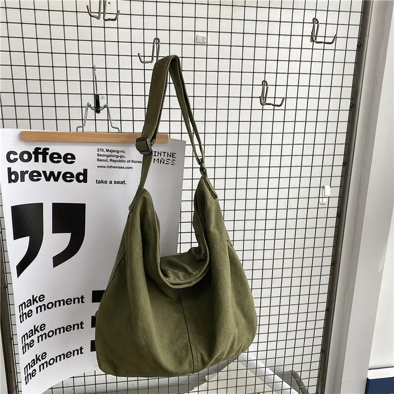 HOCODO New Bags for Women 2022 Canvas Shoulder Bag Fashion Large Capacity Handbags Female Casual Travel Bags Soft Crossbody Bags