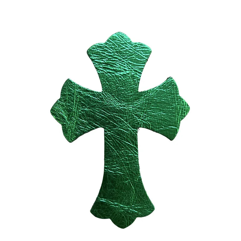 4.5*6.5cm Sheepskin Leather Patch With Cross Shaped Leather Label Genuine Leather DIY With Multiple Colors-106-182