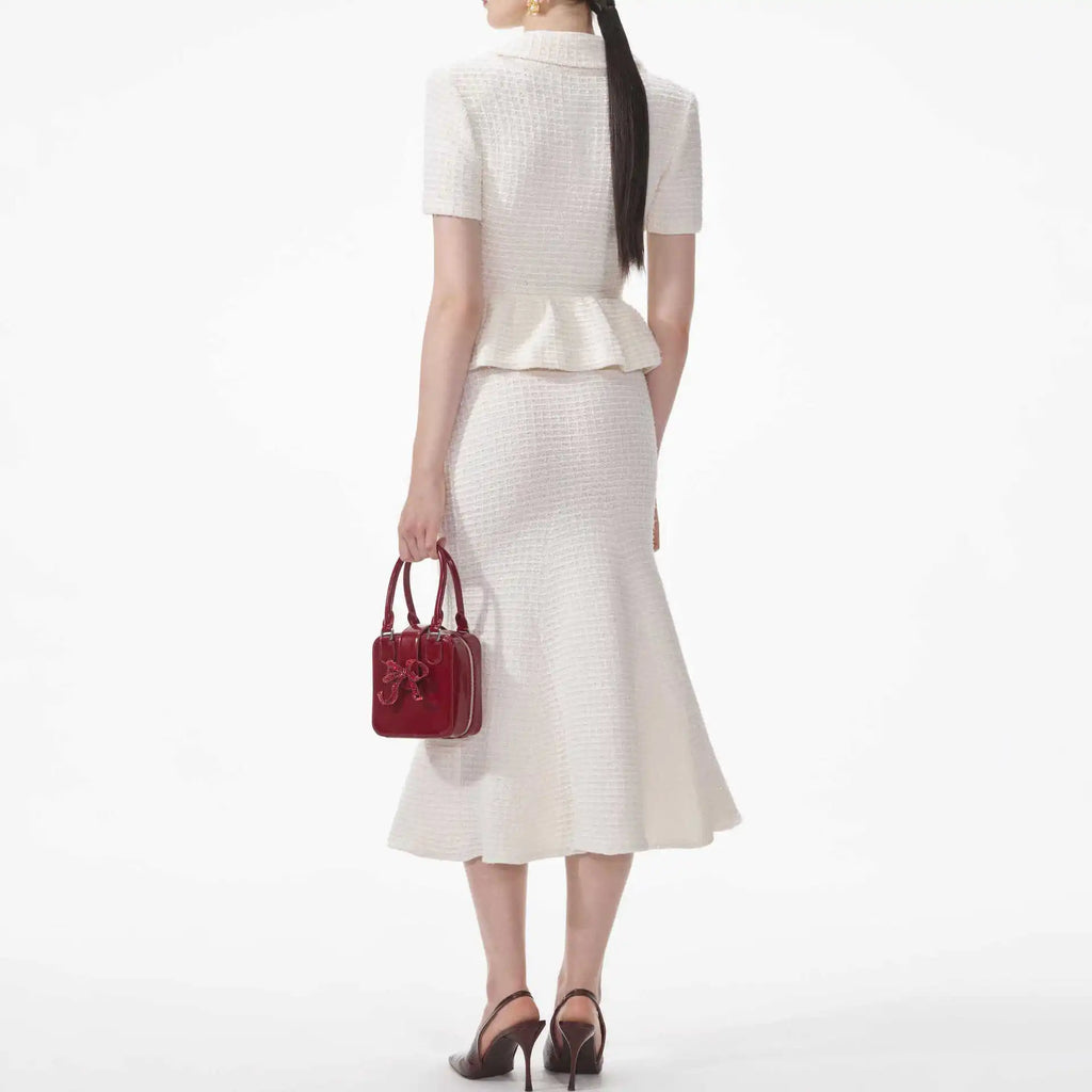 Bettergirl 2024 Autumn New Niche Fashion Temperament Flounce Short Sleeve Top Fishtail Half Skirt Dress