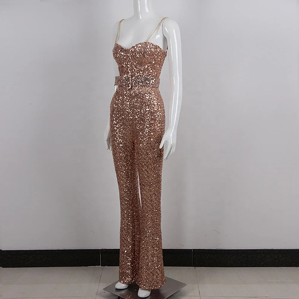 OUDINA Wholesale Party Club Backless Low-neck Mesh Jacquard Trousers Tight Knit Jumpsuits Playsuits Bodysuits Jumpsuit Women