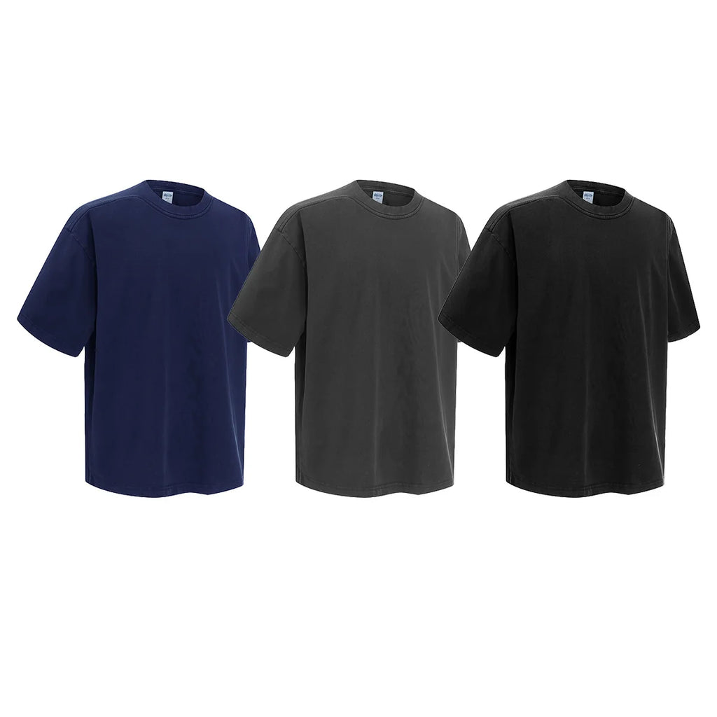 Hot Summer Round Neck Loose Style T-shirt Causal Men's T Shirt 100%  Cotton 273gsm Washed Design Printed Oversized