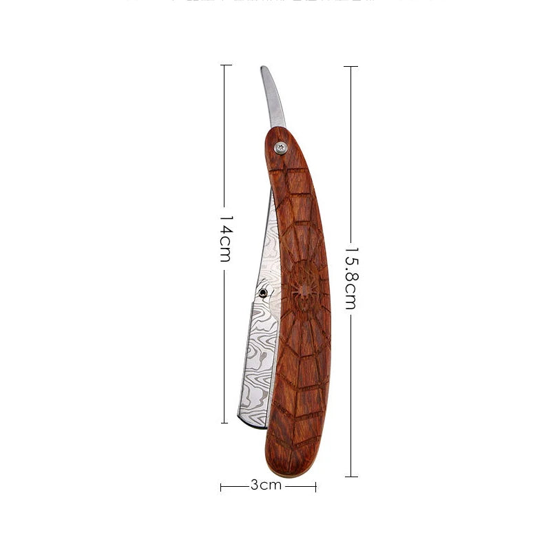 wooden trimmer manual shaver professional straight edge stainless steel sharp barber razor folding shaving blade shave beard cut