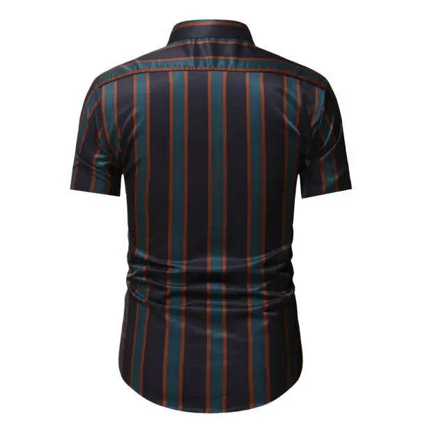 Summer Business Social Chemise Homme Casual Party Short Sleeve Striped Shirt Men Dress Luxury Button Up Fashion Mens Clothes