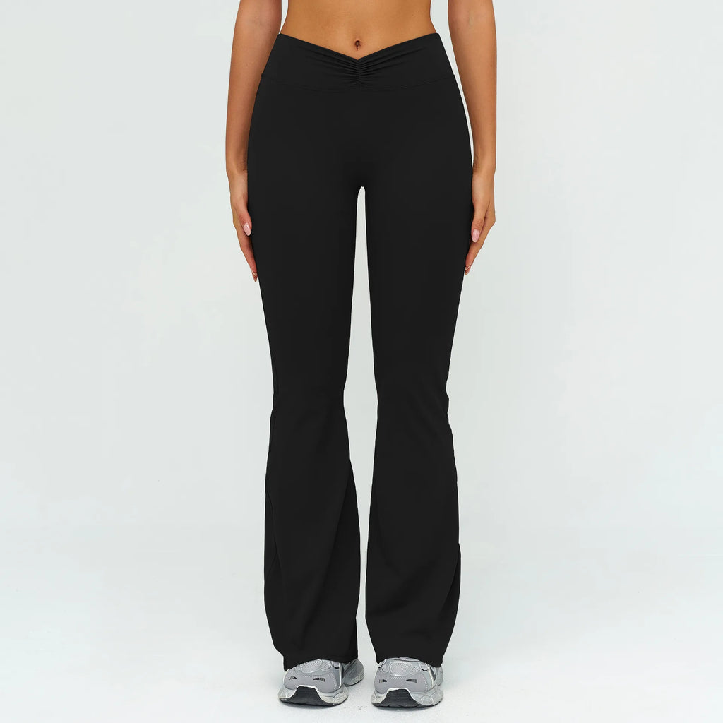 High Elastic Waist Brushed Flared Wide Leg Pants Solid Quick Dry Breathable for Casual Running & Outdoor