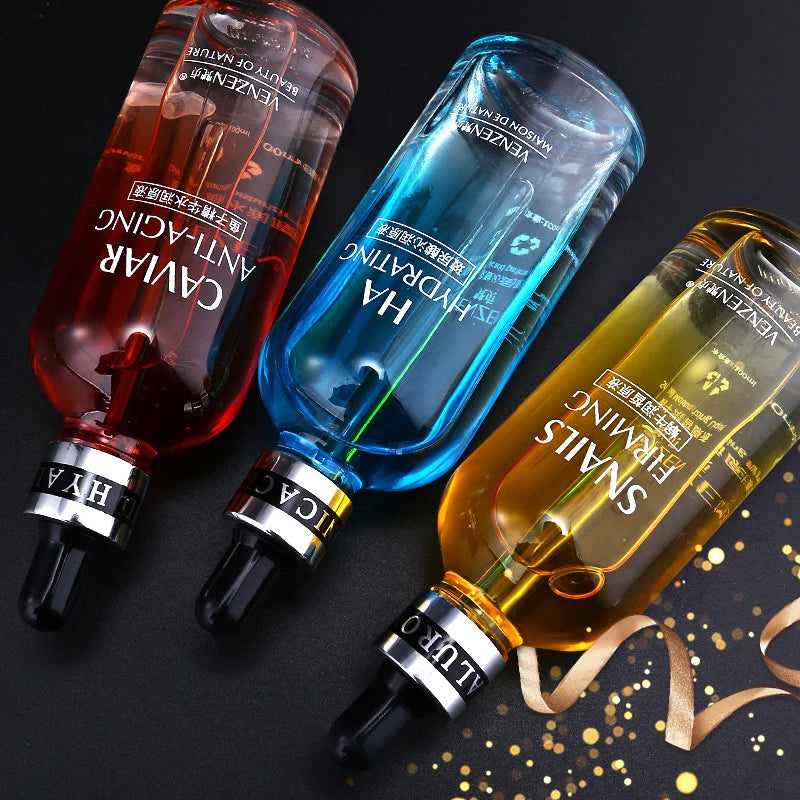 Pure Caviar Hyaluronic Acid Snail Face Serum Facial Moisturiser Nourishing Essence Skin Care Products Plant Anti Aging Firming