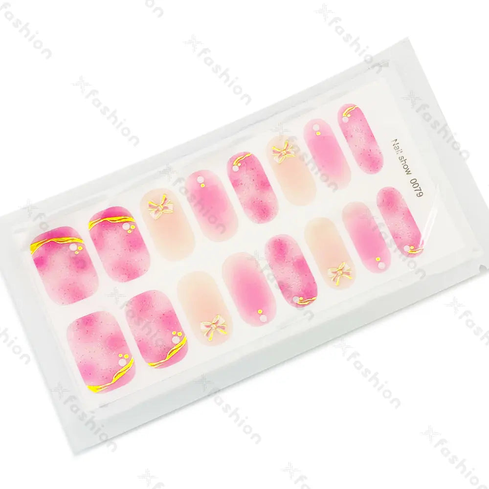 Hot Sale 16 Tips Solid Color Semi-Cured Gel Nail Stickers UV Light Durable Waterproof Long-Lasting Gel Nail Stickers Wholesale