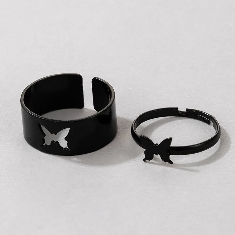 Trendy Gold Butterfly Rings for Women Men Lover Couple Rings Set Friendship Engagement Wedding Open Rings N2203181
