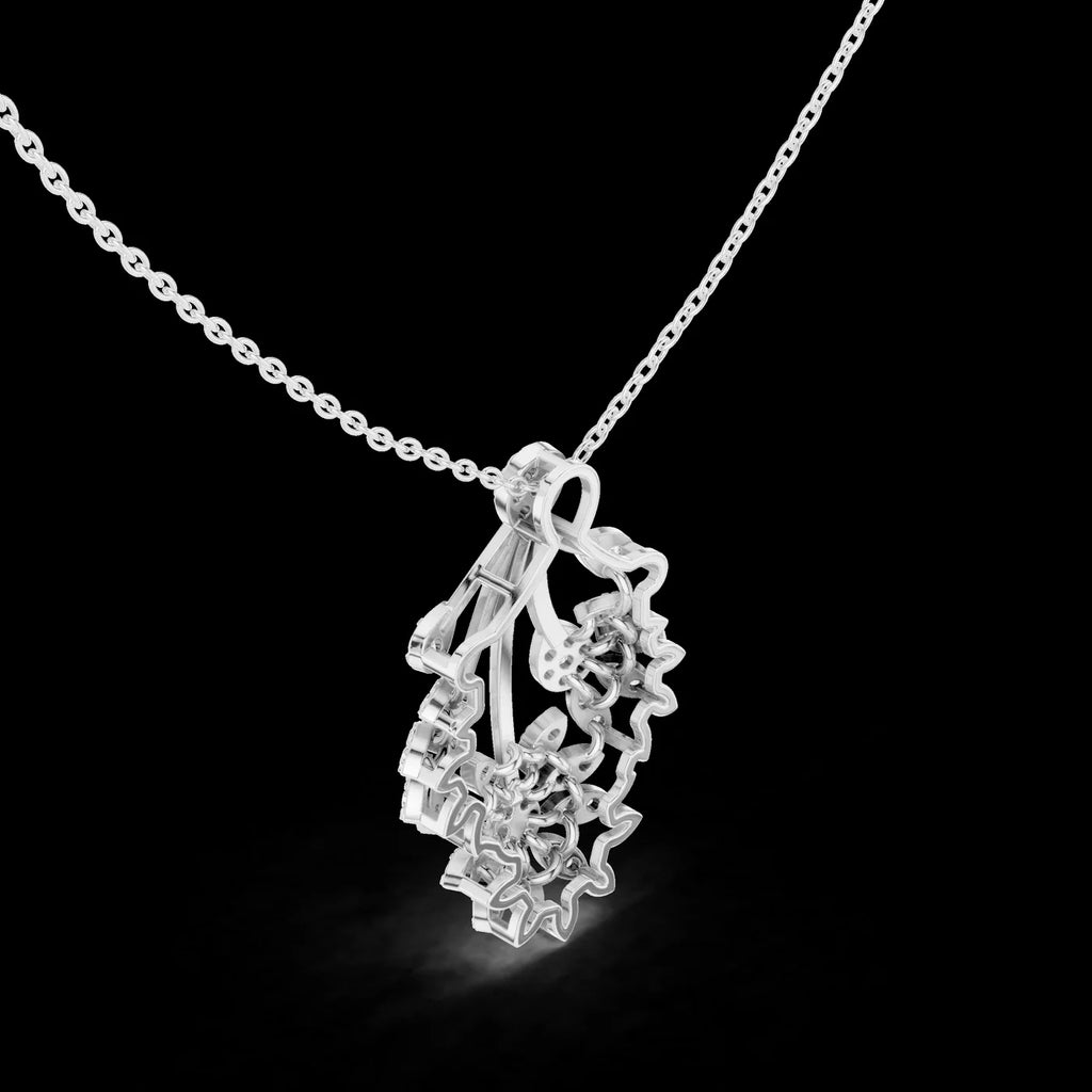 Luxury Floral Burst Lab Grown Diamond Pendant Necklace in 925 Silver Gold | IGI Certified Custom Women Fine Jewelry Supplier