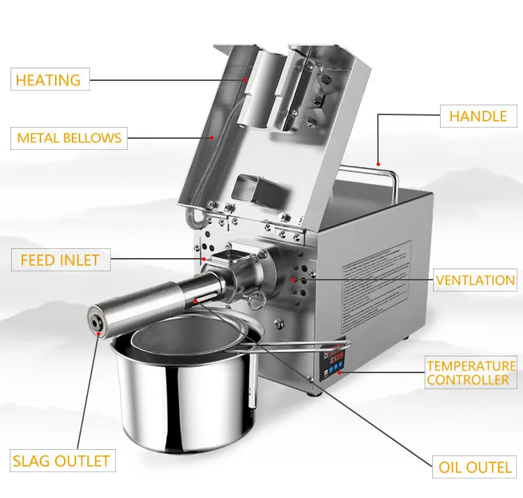 Top Quality Screw Oil Pressers Automatic Cold Press Oil Machine With Temperature Control