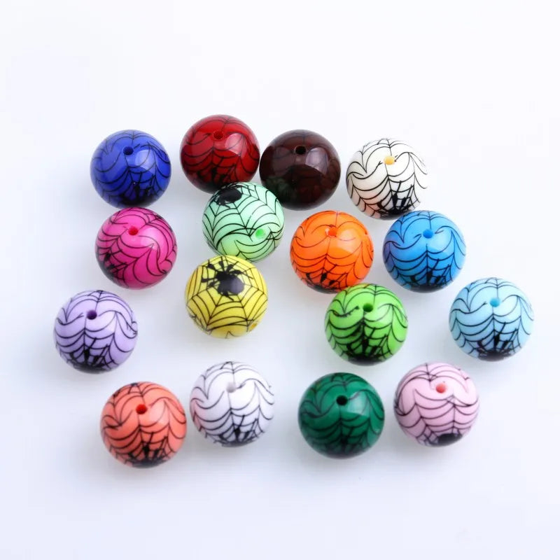 New Gumball Halloween Fashion Chunky Solid Print ArachnidBeads for Jewelry Necklace Making 20mm  Acrylic Beads