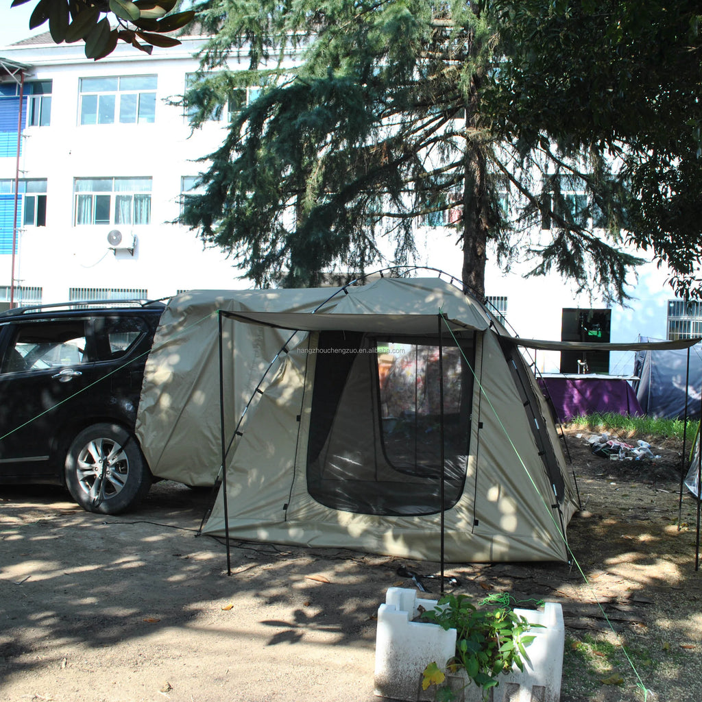 6-Person Size Car Rear Tent with Four Large Window Car Tailgate Tent Back SUV Tent with Large Awning, 6 Person Trunk Tent