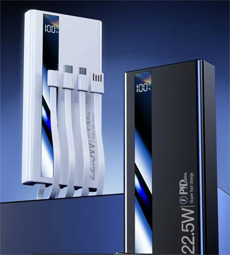 OEM Custom Logo 22.5W Super Quick Charge 20000mAh PVC Material Ultra Slim Portable Power Bank with Micro USB Output