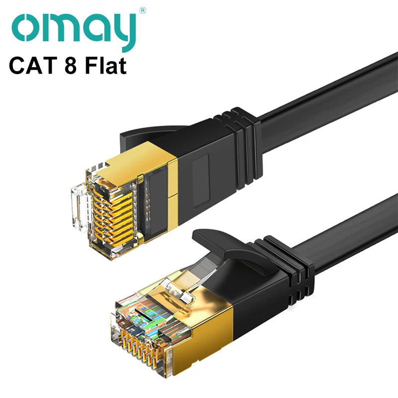 High-Speed RJ45 Ethernet Network Cable CAT8/CAT7 40Gbps 2000MHz PVC LAN Cable for Laptop Router - Internet Data Transfer