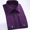 Fashion Mens French Cuff Dress Shirt New Long Sleeve Formal Business Buttons Shirts Regular Fit Cufflinks Wedding Tuxedo Shirt