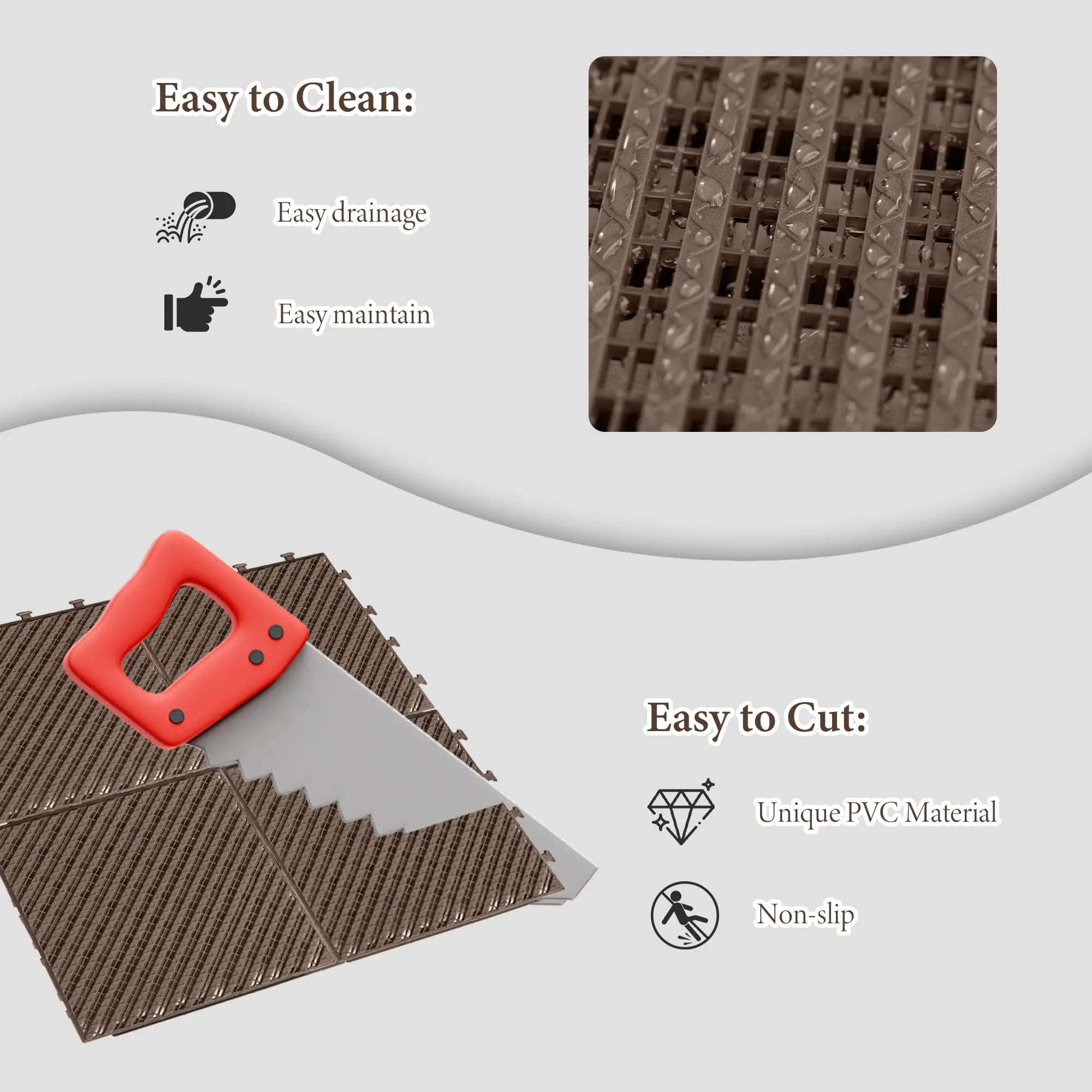 12x12 in Plastic Interlocking Deck Tiles Waterproof PVC Outdoor Flooring Pavers for Patio All Weather Outdoor Furniture