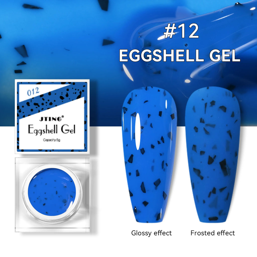 JTING High Quality Strong Glossy Matte Effects 12color Nail Art Neon Eggshell Gel Polish Set with Unique Jars OEM Private Label