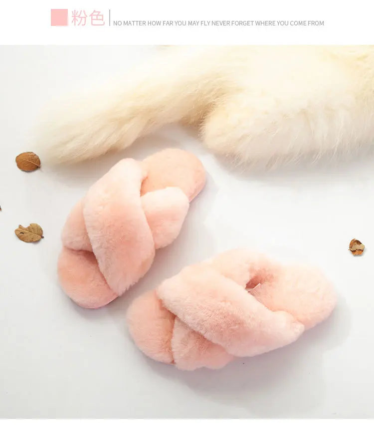 Women Indoor Slippers Real Wool 2023 Natural Sheepskin Home Slipper Winter Fur Slippers Wool Flip Flops Slipper Lady Home Shoes
