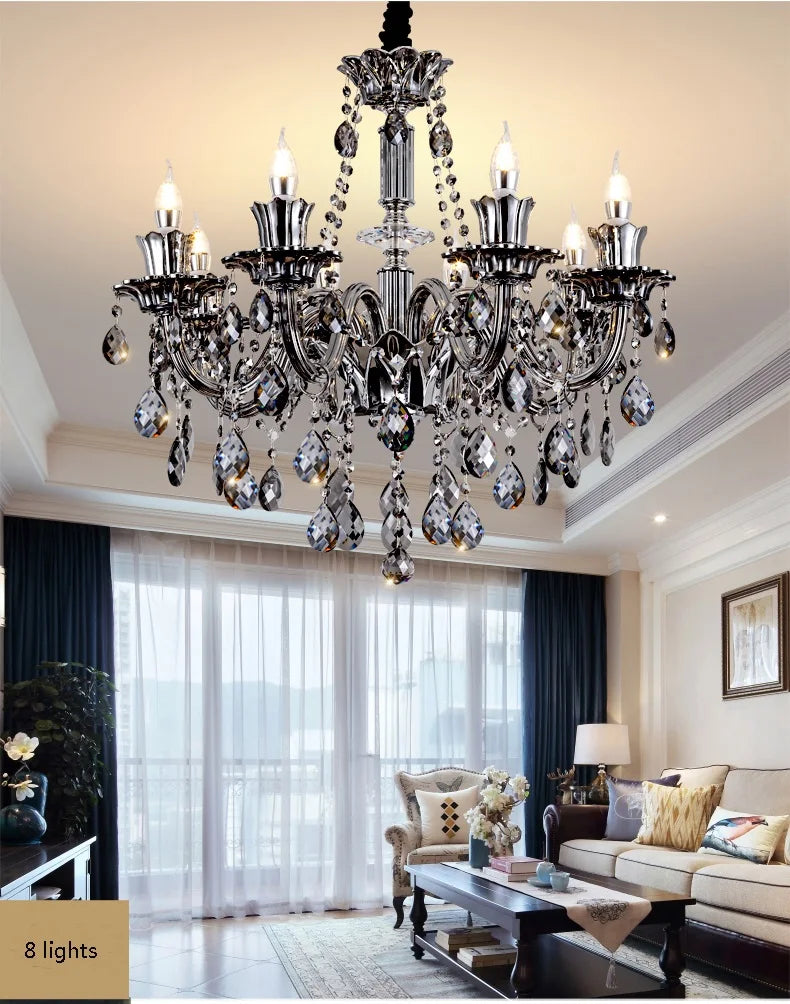 Modern Candle Crystal Lamp Living Room Large Crystal Chandelier Lighting Modern Atmosphere Restaurant Bedroom Hanging Lamps