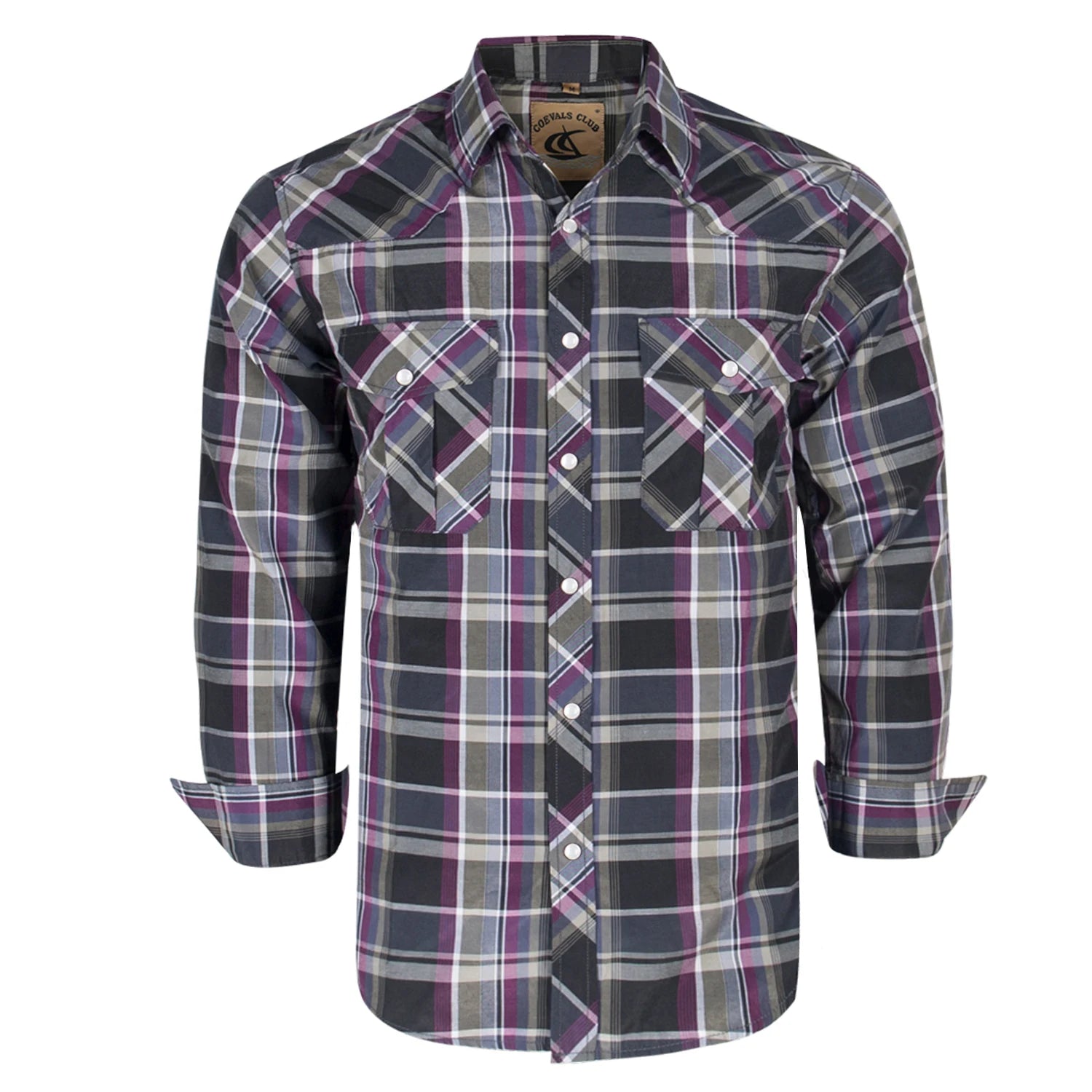 Men's Western Cowboy Long Sleeve Pearl Snap Casual Plaid Work Shirts