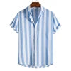 Men's Summer Fashion Linen Shirts New Short-Sleeve Casual Print Blouse Top with Turn-Down Collar Breathable and ODM Supplied