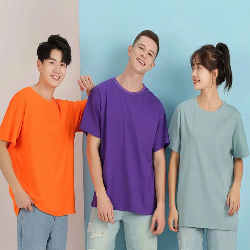 Design/Customize Logo Cotton T-shirt Men's and Women's Short Sleeved Shirt DIY Personalized Logo Team Advertising Top