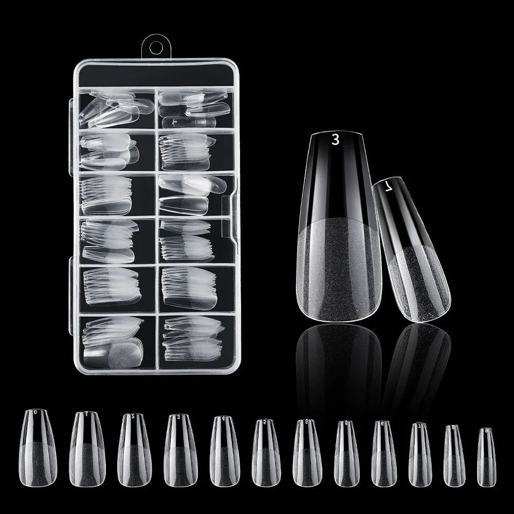120PCS Acrylic Short False Tips Nail Transparent Frosted Square Oval Almond Ballet Wearable Matte High Toughness Manicure Tip