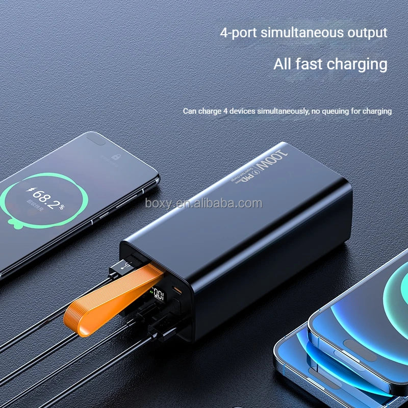 Portable 100W+65W PD+QC Outdoor Laptop Power Bank With Light Large Capacity Super Fast Charging Power Banks 60000mAh for Laptops
