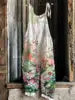 S-3XL Summer Women's New Sweet Small Fresh Print Retro Wide Leg Jumpsuit Printed Floral Cami Jumpsuit