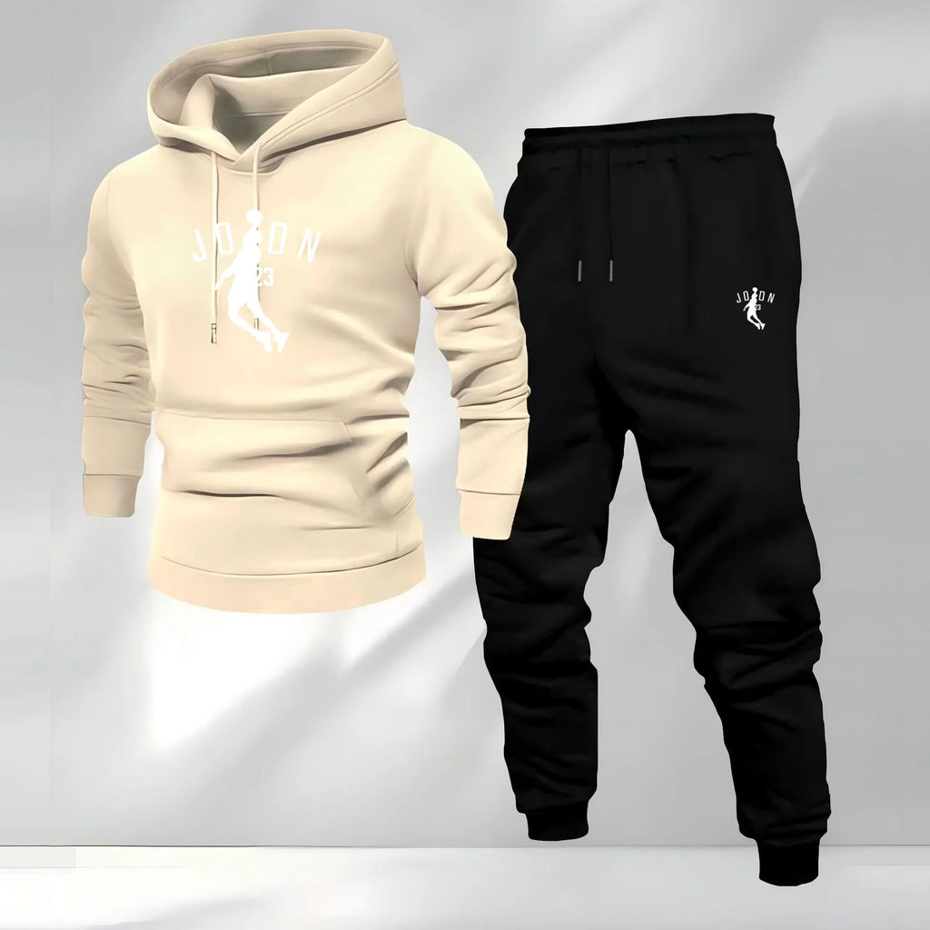 2025 Autumn/Winter Men's Sporty Hoodie Warm Casual Set Customizable Logo Printed Hip Hop Style Knitted Weaving for Sports Brand
