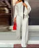 Boutique Wholesale 2026 Autumn New Fashionable Casual Shirt Cotton Wide Leg Pants Women's Set