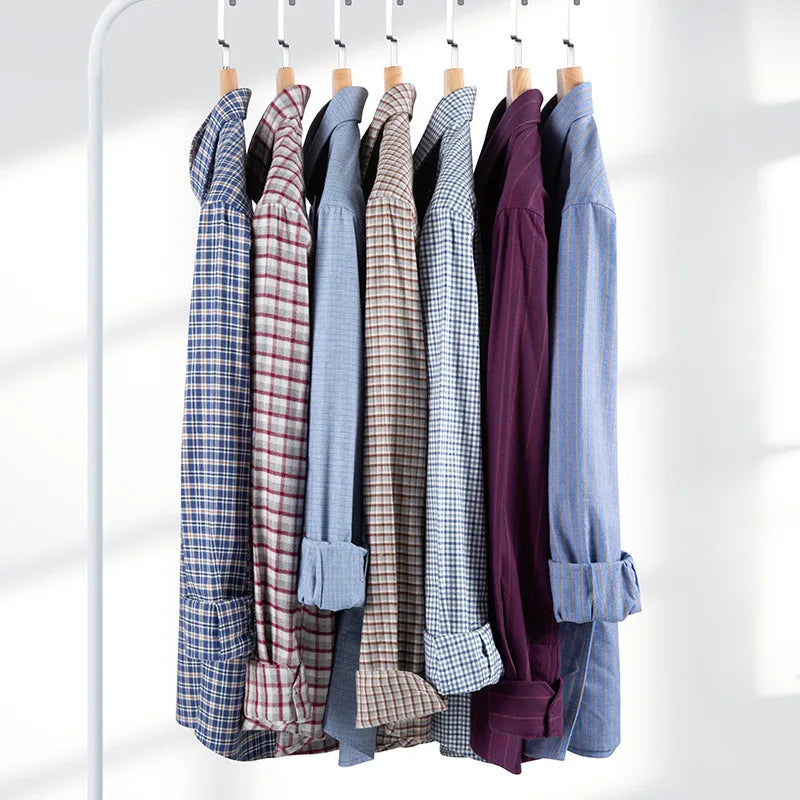 Young Men's Casual Long-Sleeved Shirt Patchwork Button Collar New Spring Autumn Collection 100% Breathable Cotton Twill Anti-UV
