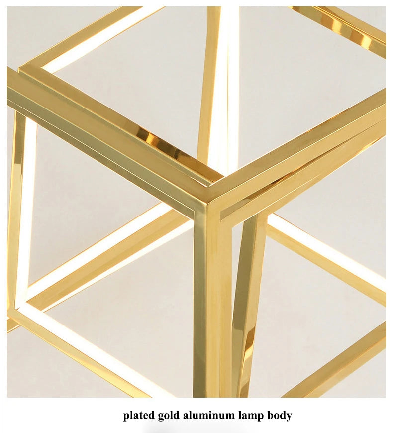 Modern square led chandelier art design postmodern luxury golden light Indoor Living Room Decor Lobby suspension chandelier