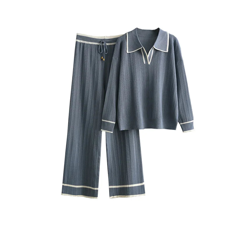 Boutique Wholesale 2026 Summer New Style Lapel Fashionable Casual High Waist Slimming Knitted Women's Sets