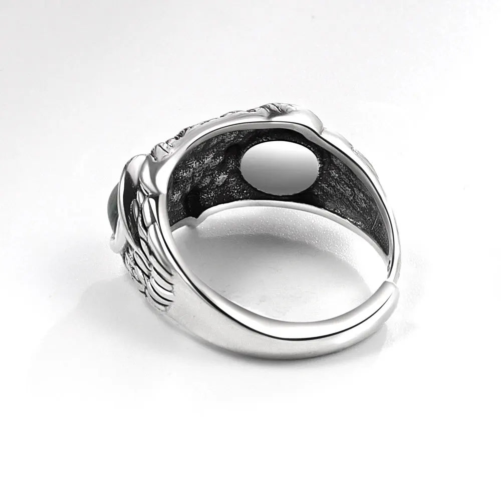 New Design Jewelry Fine Jewelry 925 Silver Finger Rings Open Adjustable Vintage Animal Evil Blue Eye Owl Rings for Women Men