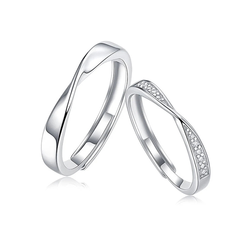 Trendy Fashion Real Pure 925 Sterling Silver Couple Rings for Propose Engagement Wedding Anniversary Jewelry Gift