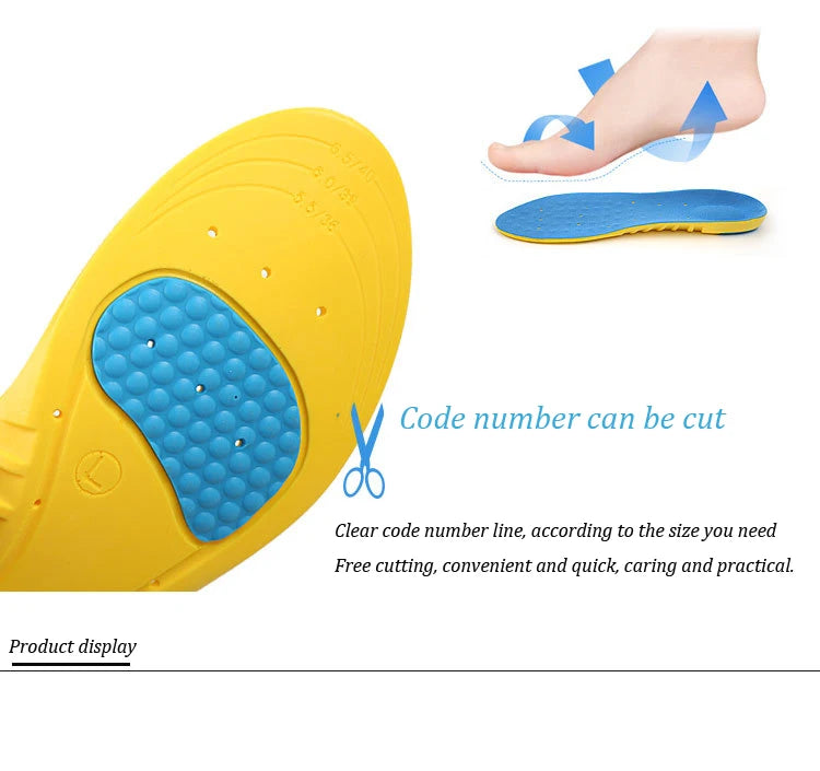 Orthopedic Insole EVA Arch Support Pads Sport Sole For Sneakers Basketball Shoes Sweat Breathable Men's And Women's Insoles