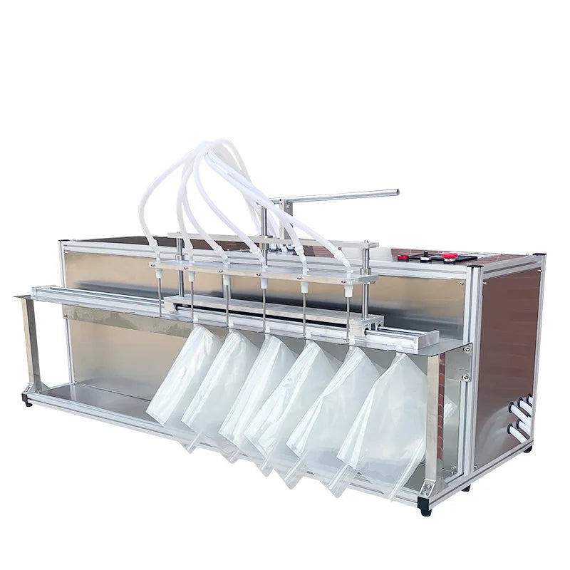 Two Head Overflow Liquid Filling Machine Semi Automatic Equipment 17 Liters Per Minutes Per Nozzle Double-spout Filling Machine
