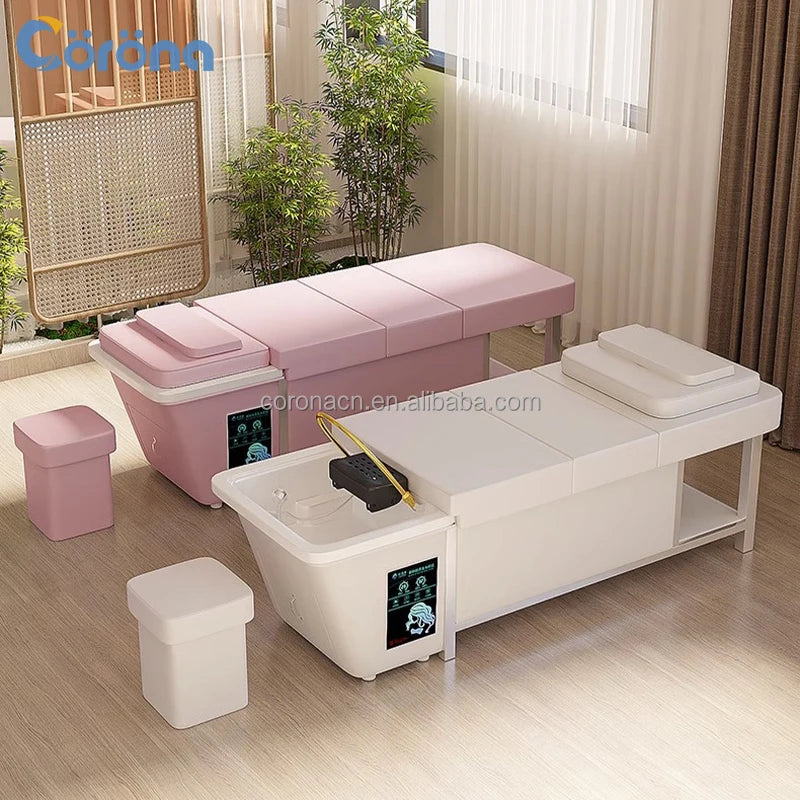 Electric Hair Salon Furniture Lay Down Modern Shampoo Bed Head Spa With Water Tank