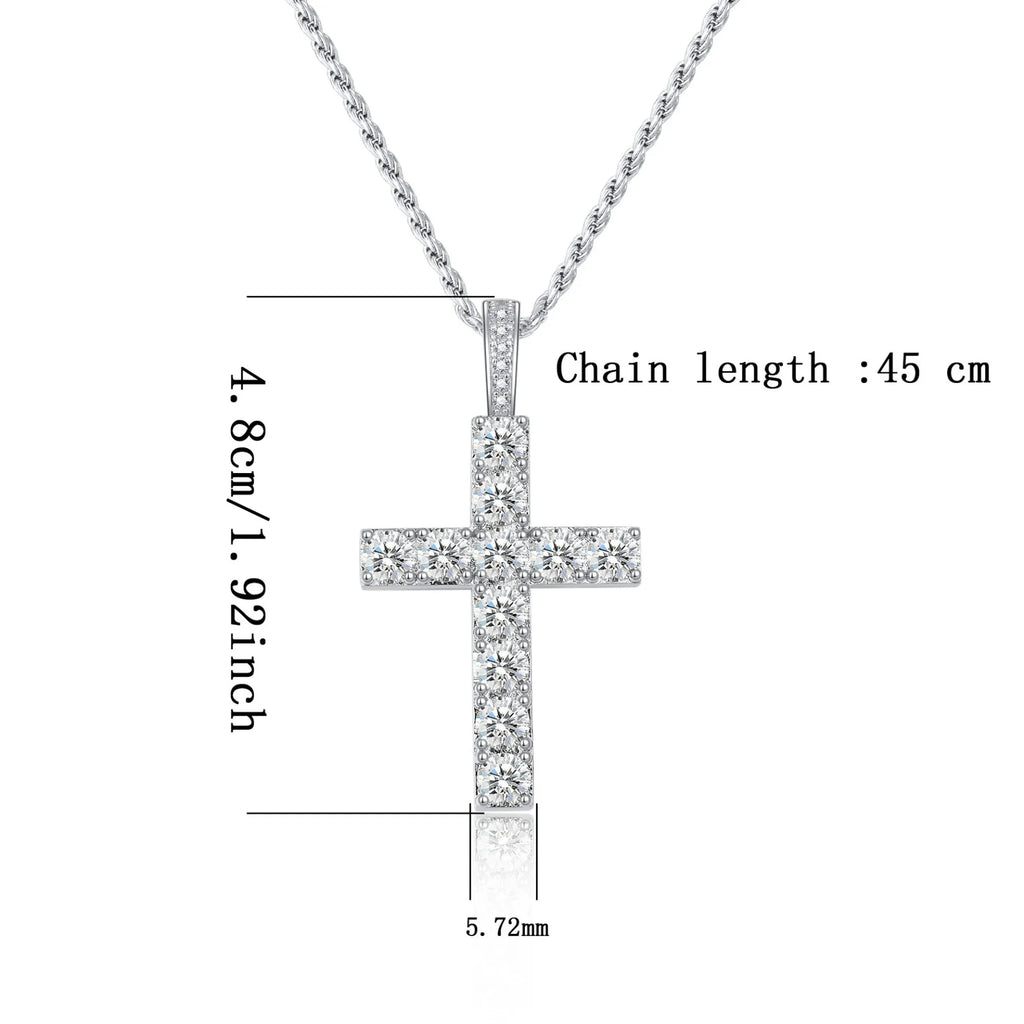 S925 Sterling Silver Cross Moissanite Pendant Inlay 5.0mm D-color VVS Moissanite GRA Certified Necklace for Men