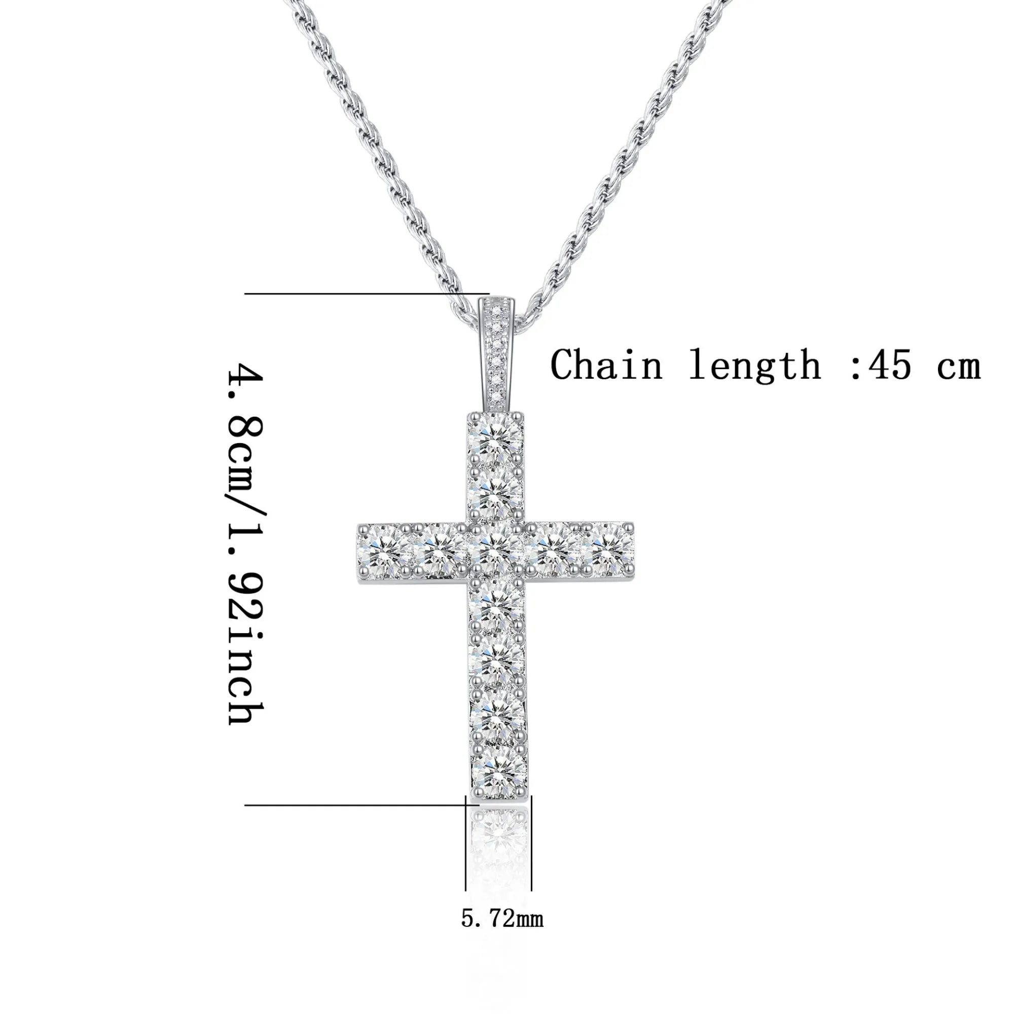 S925 Sterling Silver Cross Moissanite Pendant Inlay 5.0mm D-color VVS Moissanite GRA Certified Necklace for Men